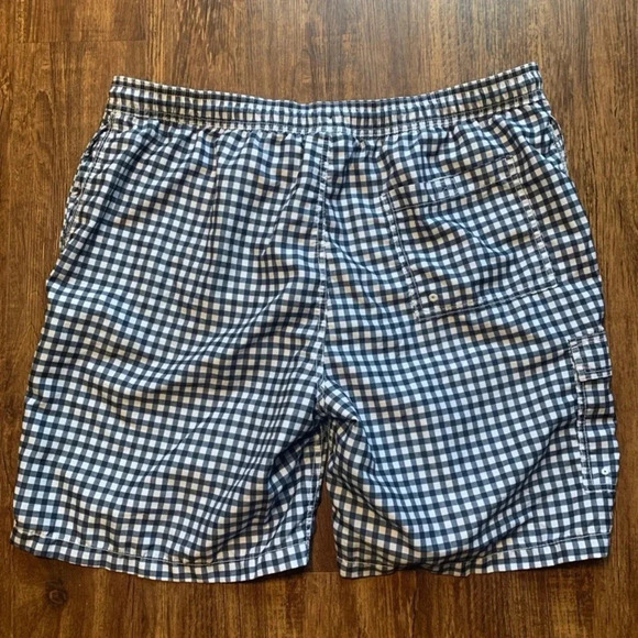 Goodfellow & Co Gingham Swim Board Shorts Navy Blue White XL - Picture 4 of 8